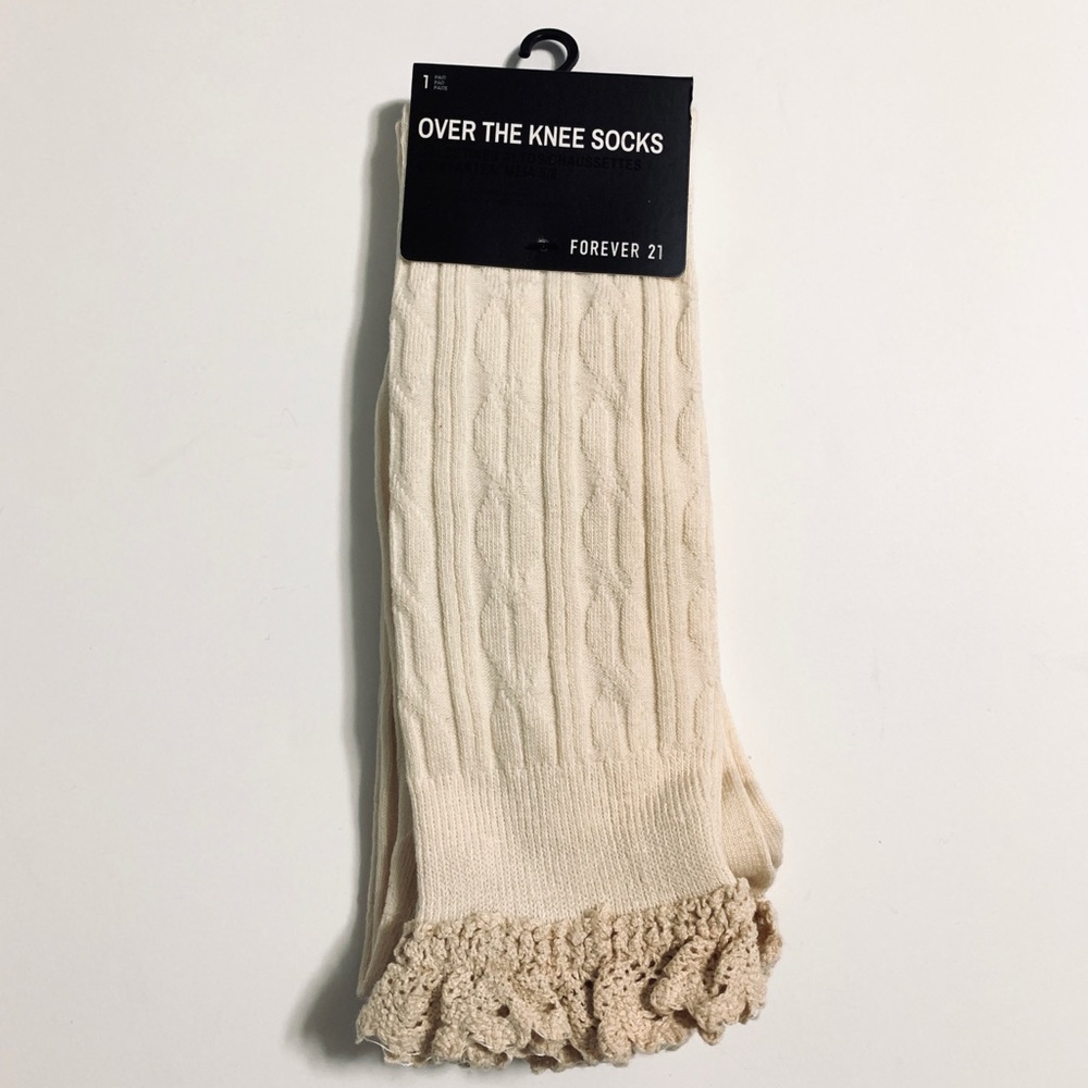 Crochet Trim Over The Knee Socks - Picture 2 of 3